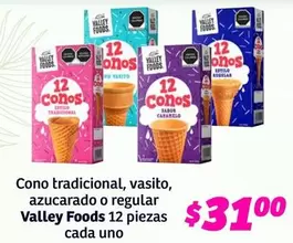 Valley Foods - Cono Tradicional, Vasito, Azucarado O Regular  12 Piezas Cada Uno